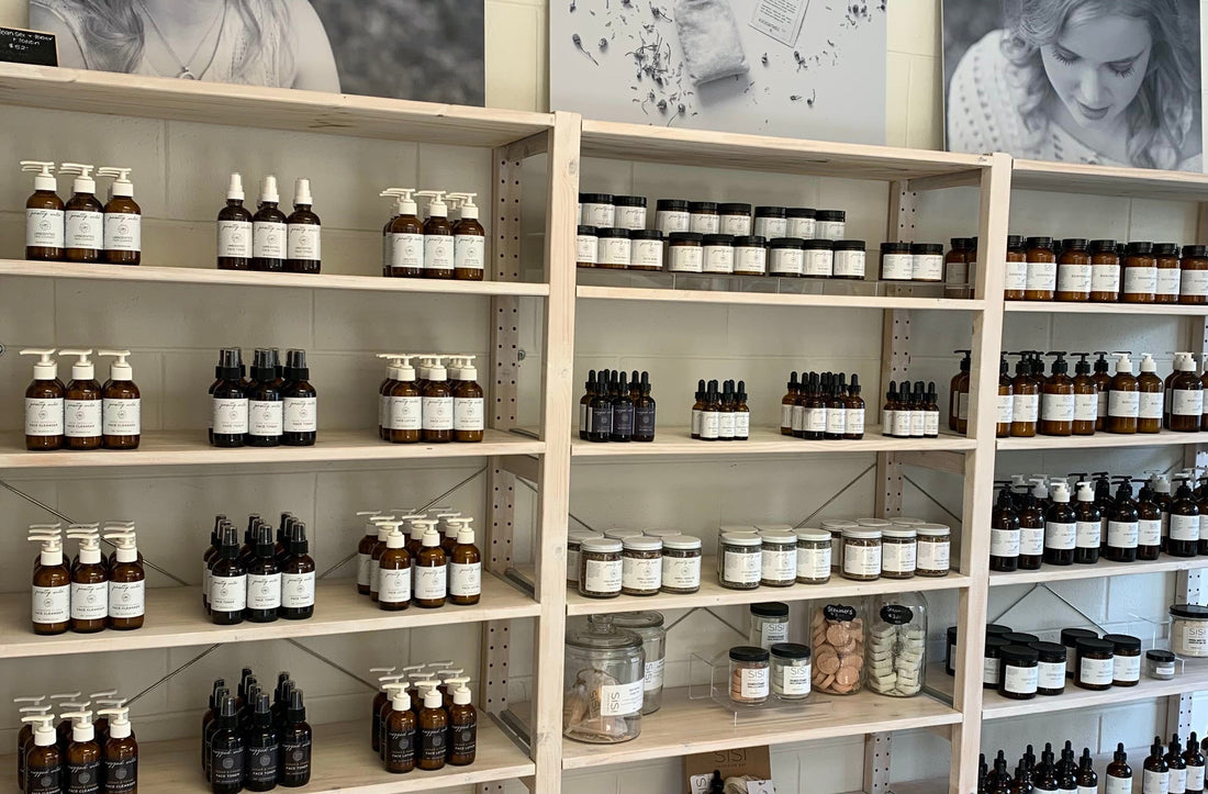 SiSi Georgian Bay Natural Skincare Products lining the shelves