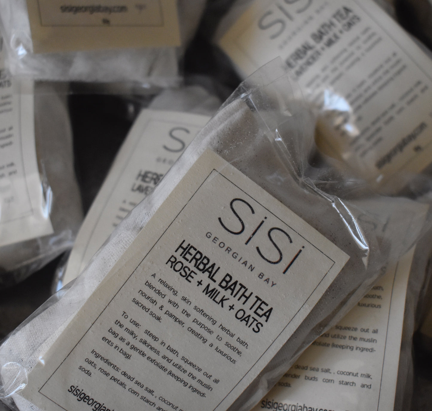 SiSi Georgian Bay handcrafted herbal bath teas made with botanicals, coconut milk powder, salts and oats
