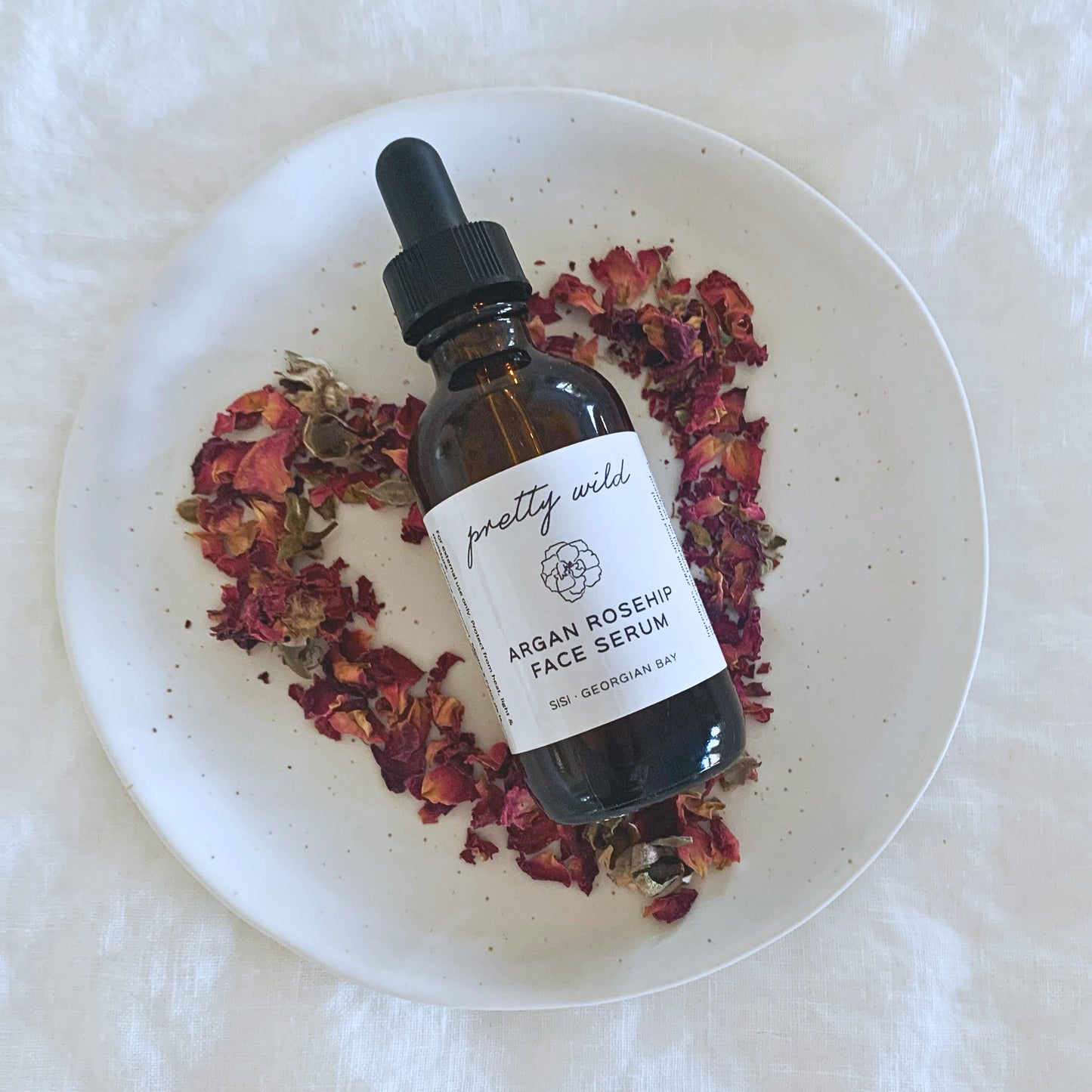pretty wild Argan Rosehip Face Serum handcrafted natural skincare by SiSi Georgian Bay