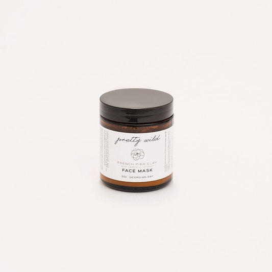 SiSi Georgian Bay -pretty wild - french pink clay face mask with chamomile extract in amber glass eco friendly jar