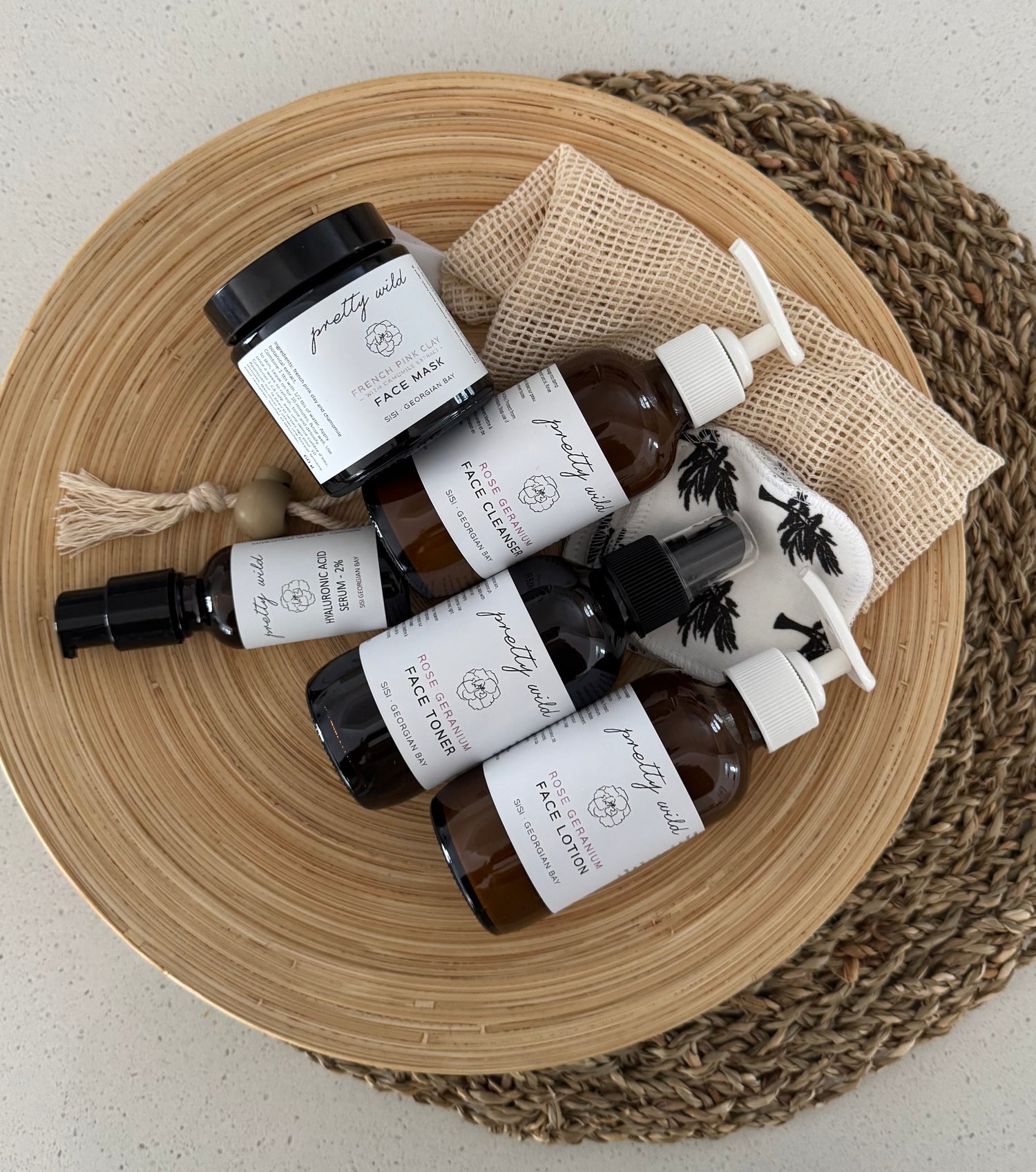 SiSi Georgian Bay natural skincare product collection flat lay